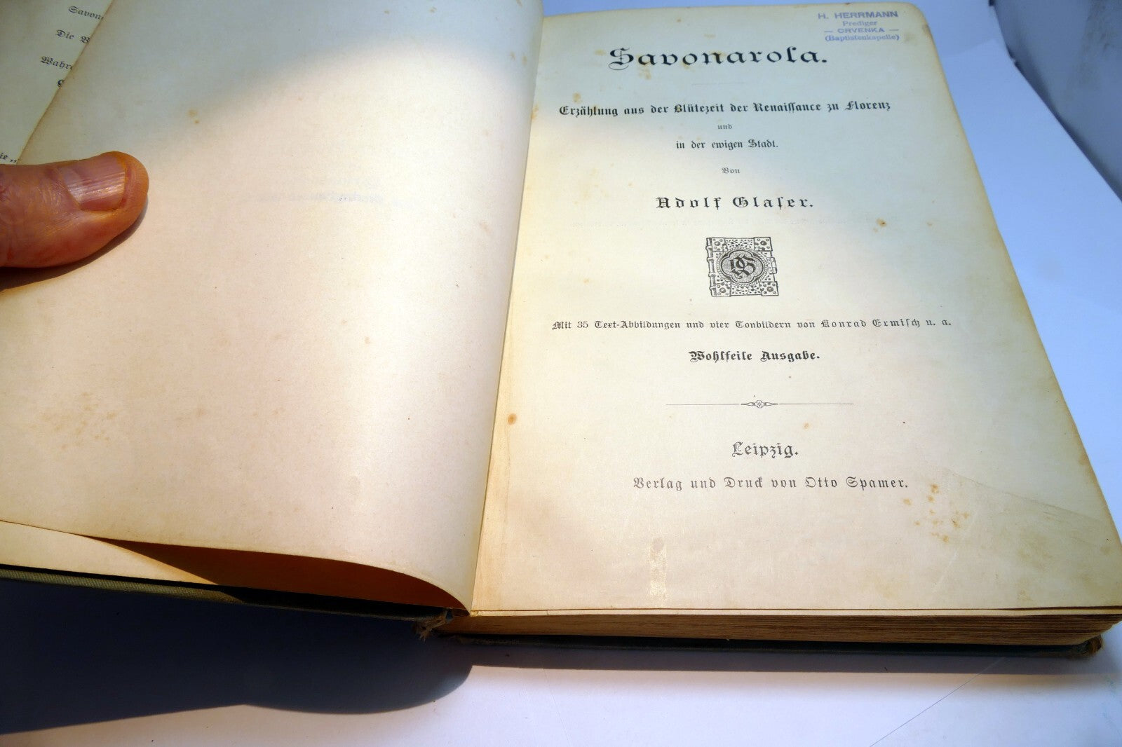 Adolf Glaser Savonarola Leipzig: Otto Spalmer