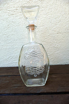 1 Litter Glass Decanter With Stopper 11" tall Oval Ornamented Whiskey