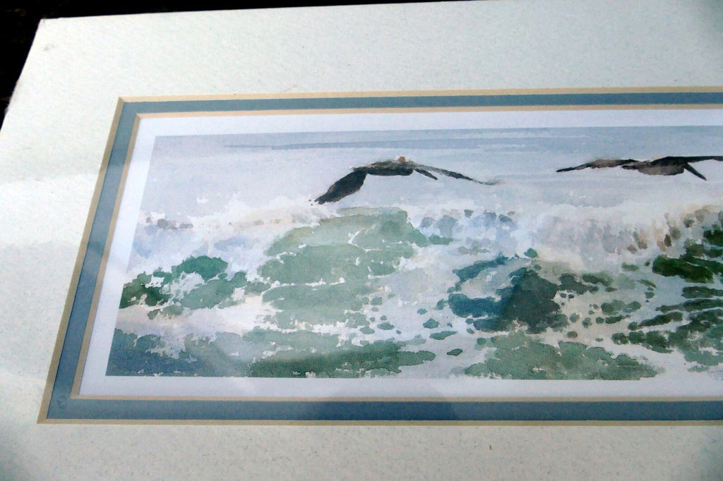 3X18" shorebirds pelicans flying Print R. folk NWS
