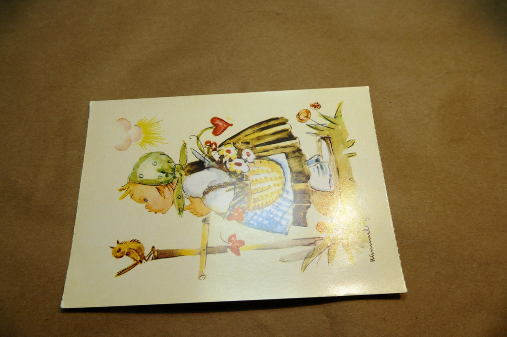 Hummel Messengers of Luck Girl  birds  Postcard W. Germany Art - Unposted - mint