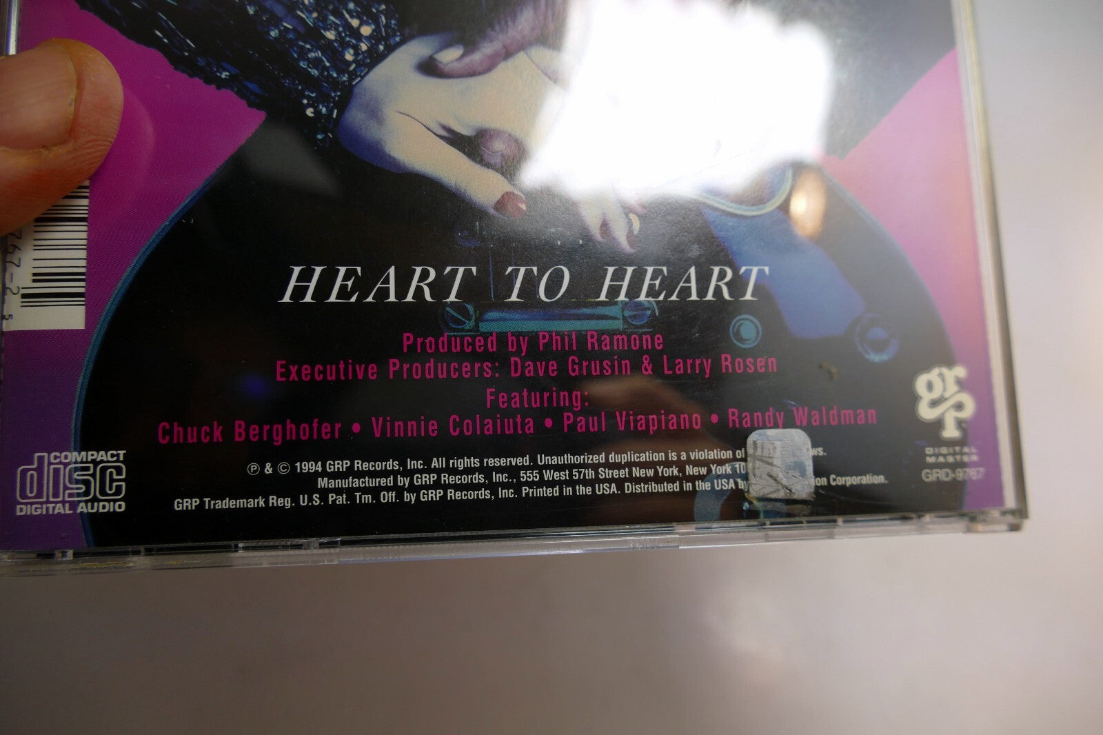 Cover art only Diane Schuur Heart to Heart BB King GRD-9767 -  (NO CD included)