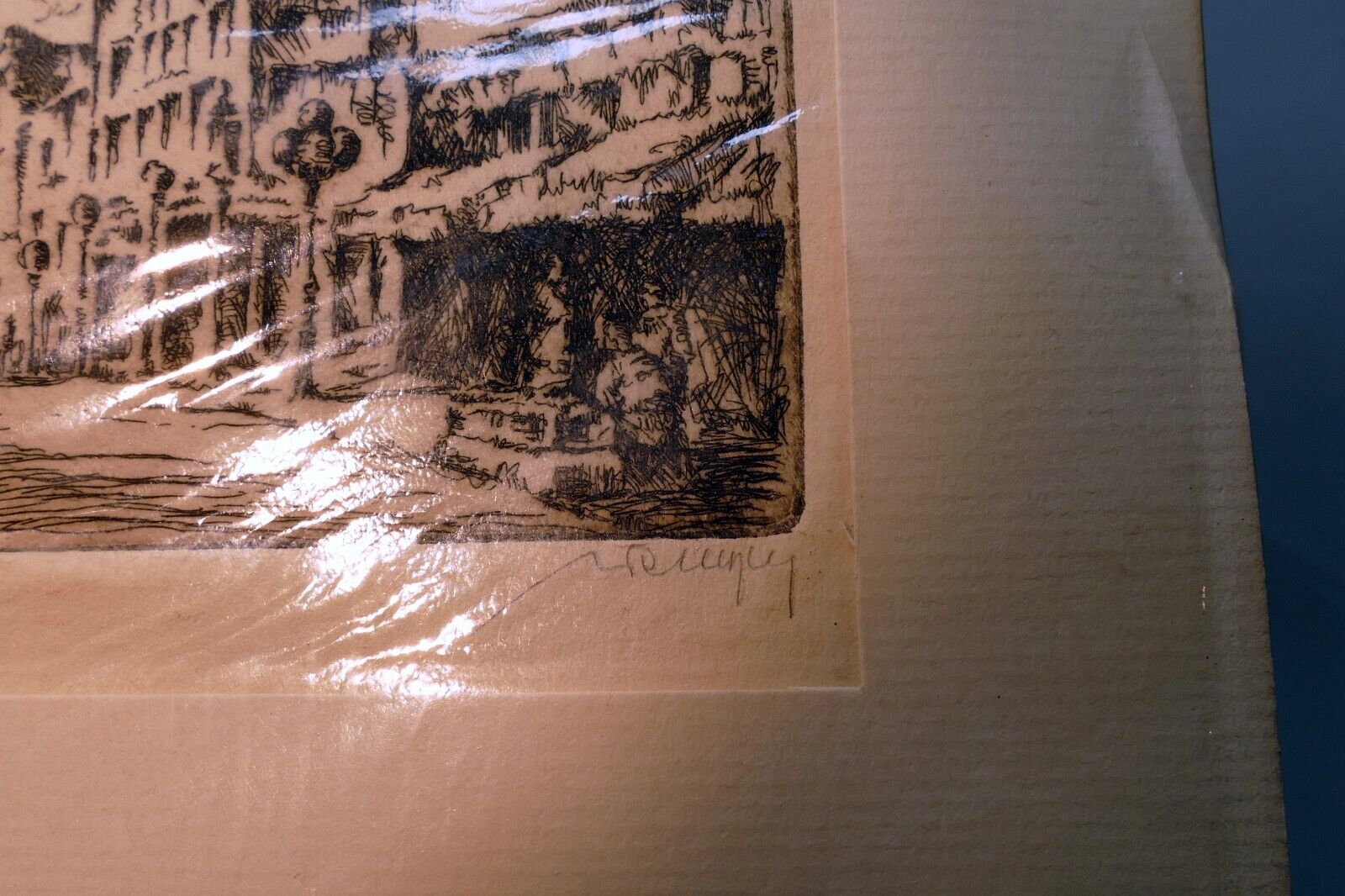 " San Francisco Chinatown "  Hand Signed Etching 1900's