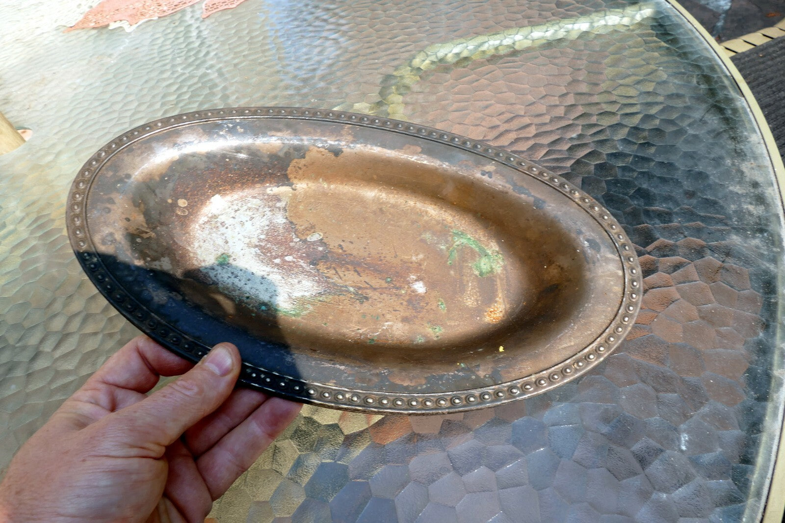 Silverplate 12 x 7 x 1" Oval Recessed Dish/Plate round medium size