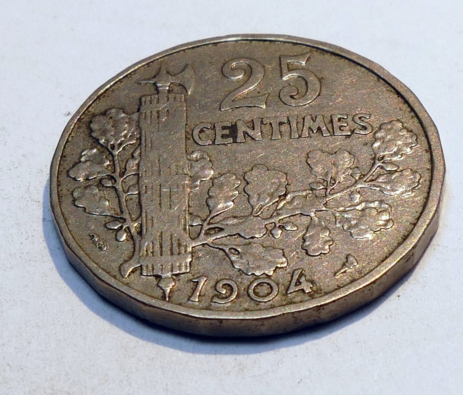 1904 France French 25 Centimes Ceres Fasces Coin