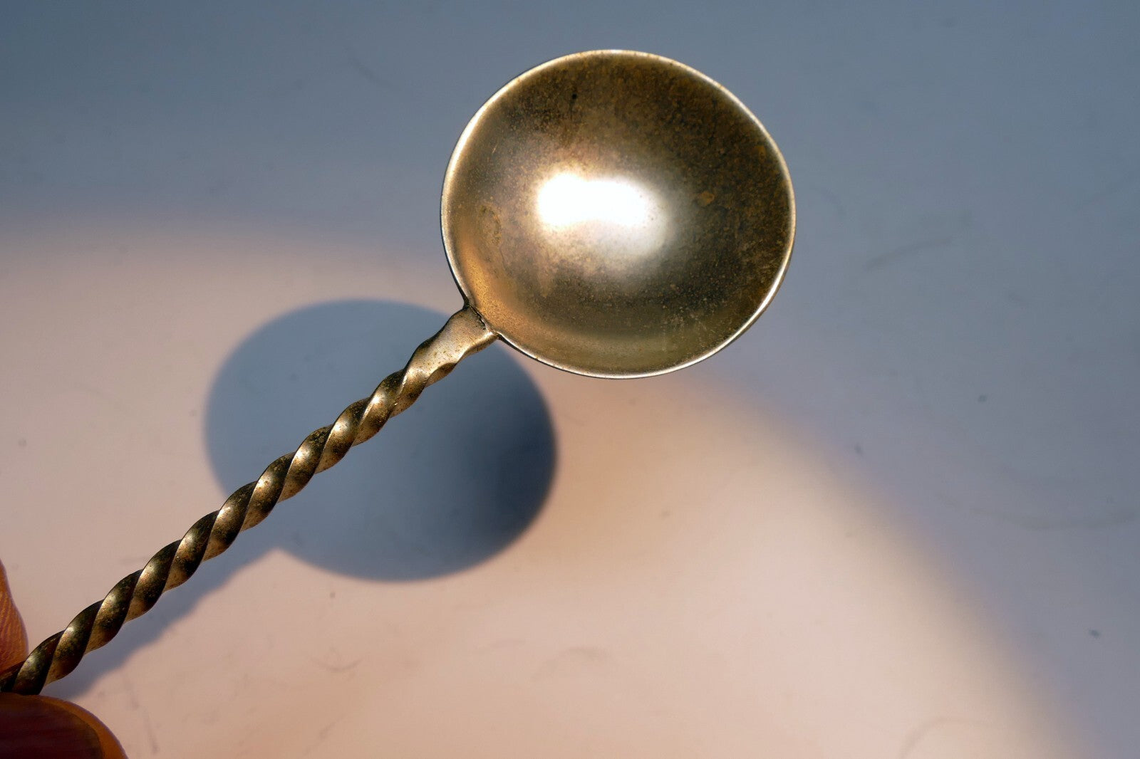Vintage Silver Tone Spoon With Quartz Handle stone