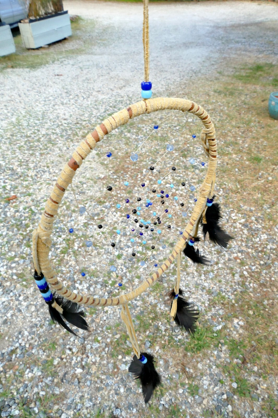 Black Handmade Dream Catcher Leather Feather Home Car Wall Decor Native American