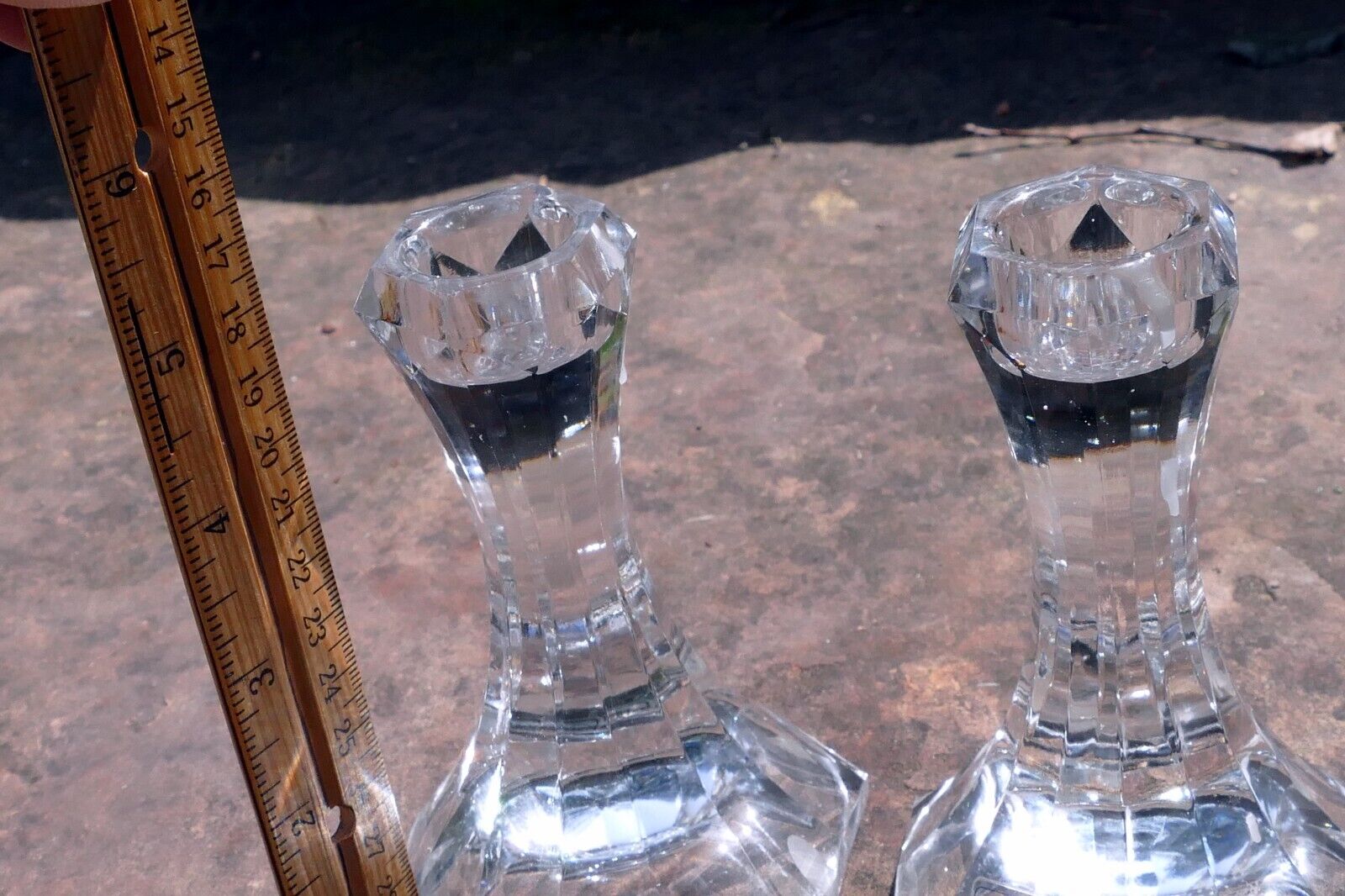 TOWLE Set of 2 Clear Lead Crystal Candle Stick Holders made Austria 5" lot