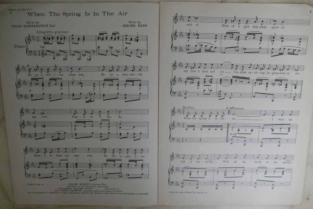 When The Spring Is In The Air1932 by Jerome Kern from "Music In The Air" musical