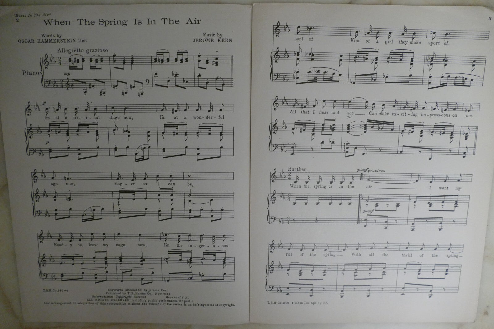 When The Spring Is In The Air1932 by Jerome Kern from "Music In The Air" musical