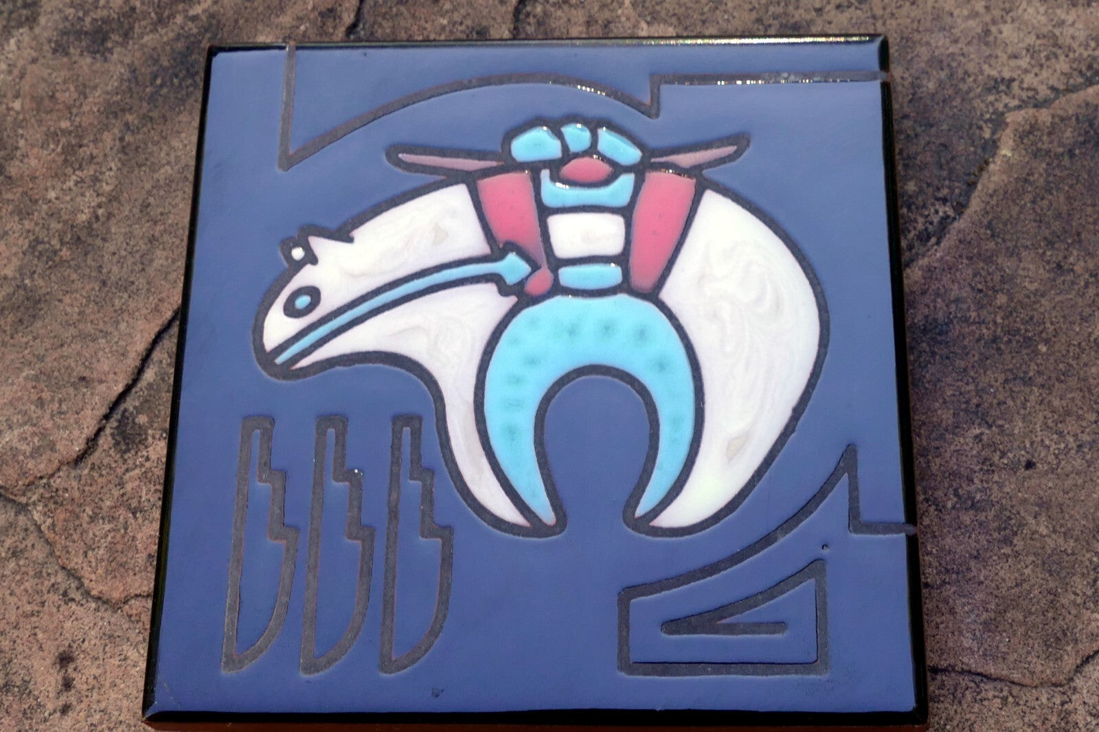 BEAR Cleo Teissedre Ceramic Hand Painted Tile Coaster Native American USA