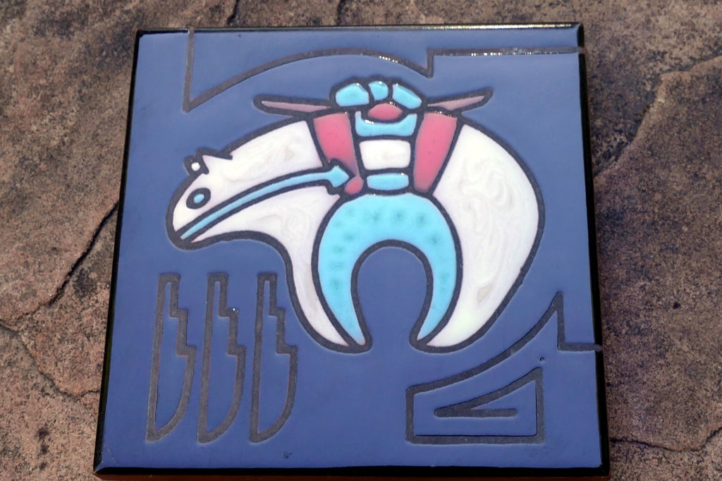 BEAR Cleo Teissedre Ceramic Hand Painted Tile Coaster Native American USA