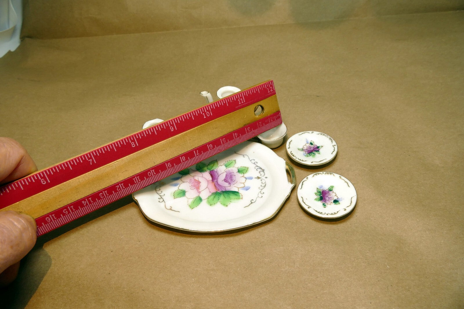 MINIATURE  CHINA VIOLETS FLOWERS PORCELAIN Tea Set JAPAN 7X11cm FLORAL DESIGN