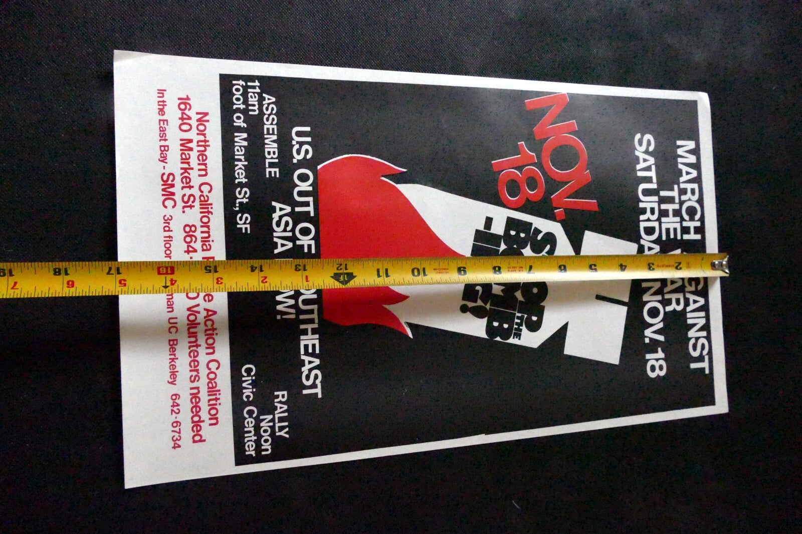 1968 Stop the Bombing! Protest Poster San Francisco USA Vietnam