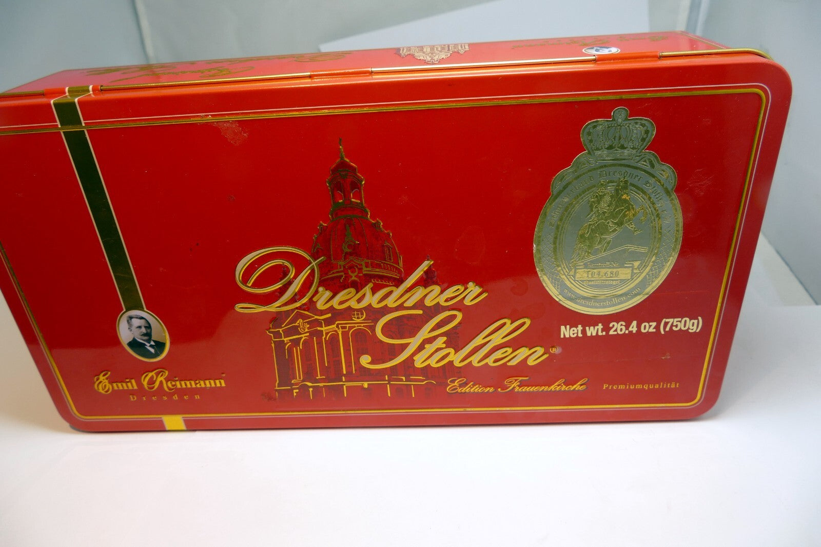 Original Dresdner Emil Reimann tin box metal case Germany 5.5X10.5" large
