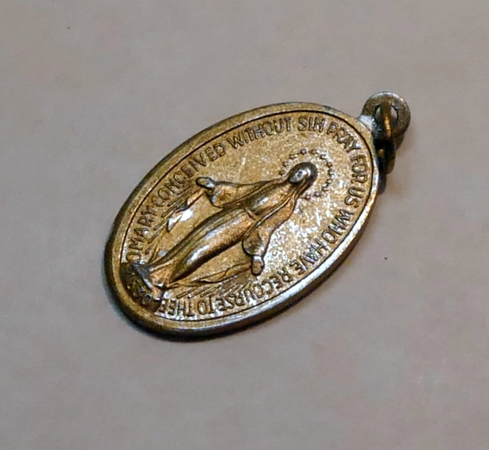 1830 O Mary Conceived Without Sin Pendant Charm pray for us vintage