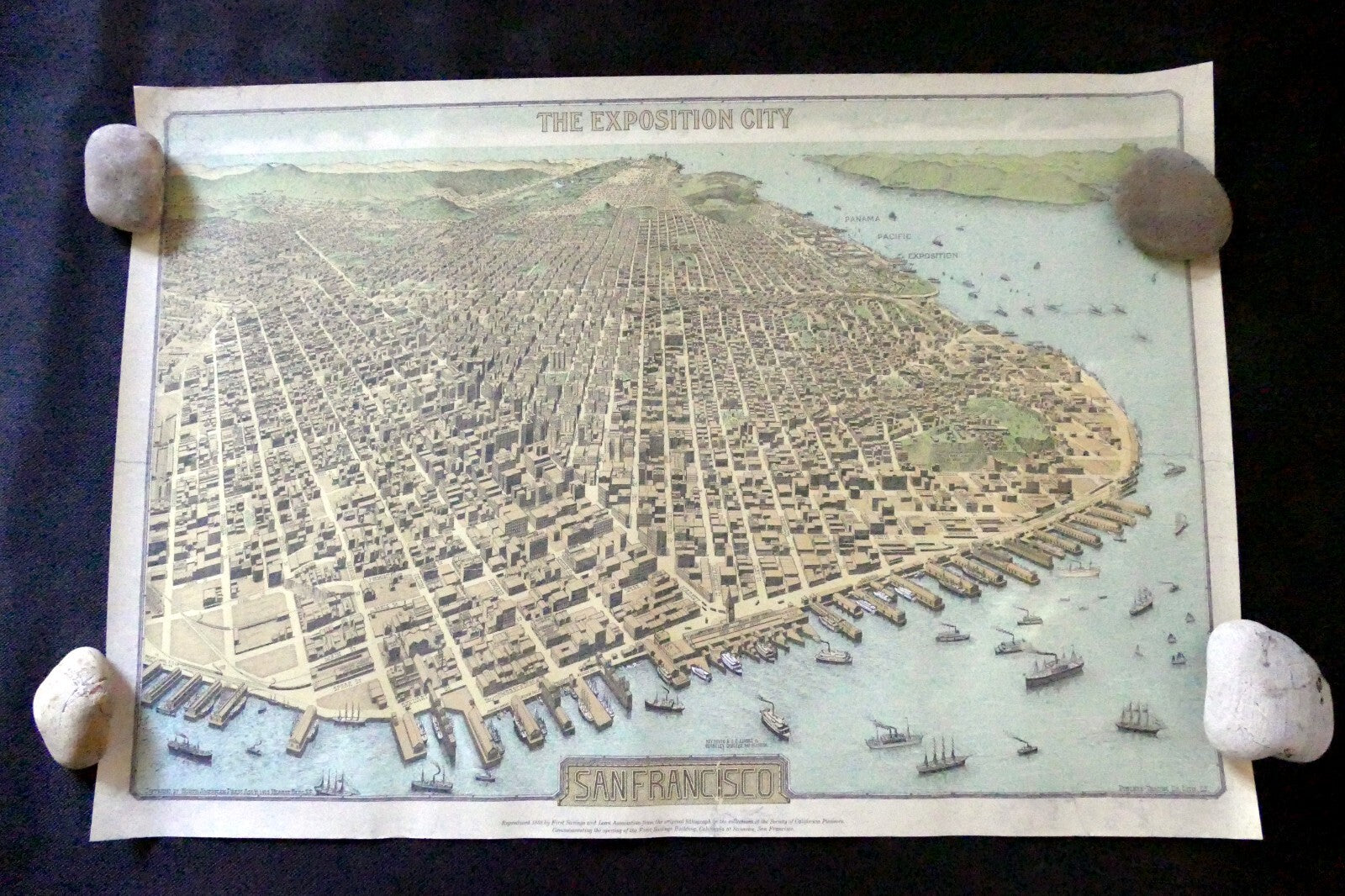 The Exposition City San Francisco 1912 Map Art Print Press Reprint 1970 16X23"