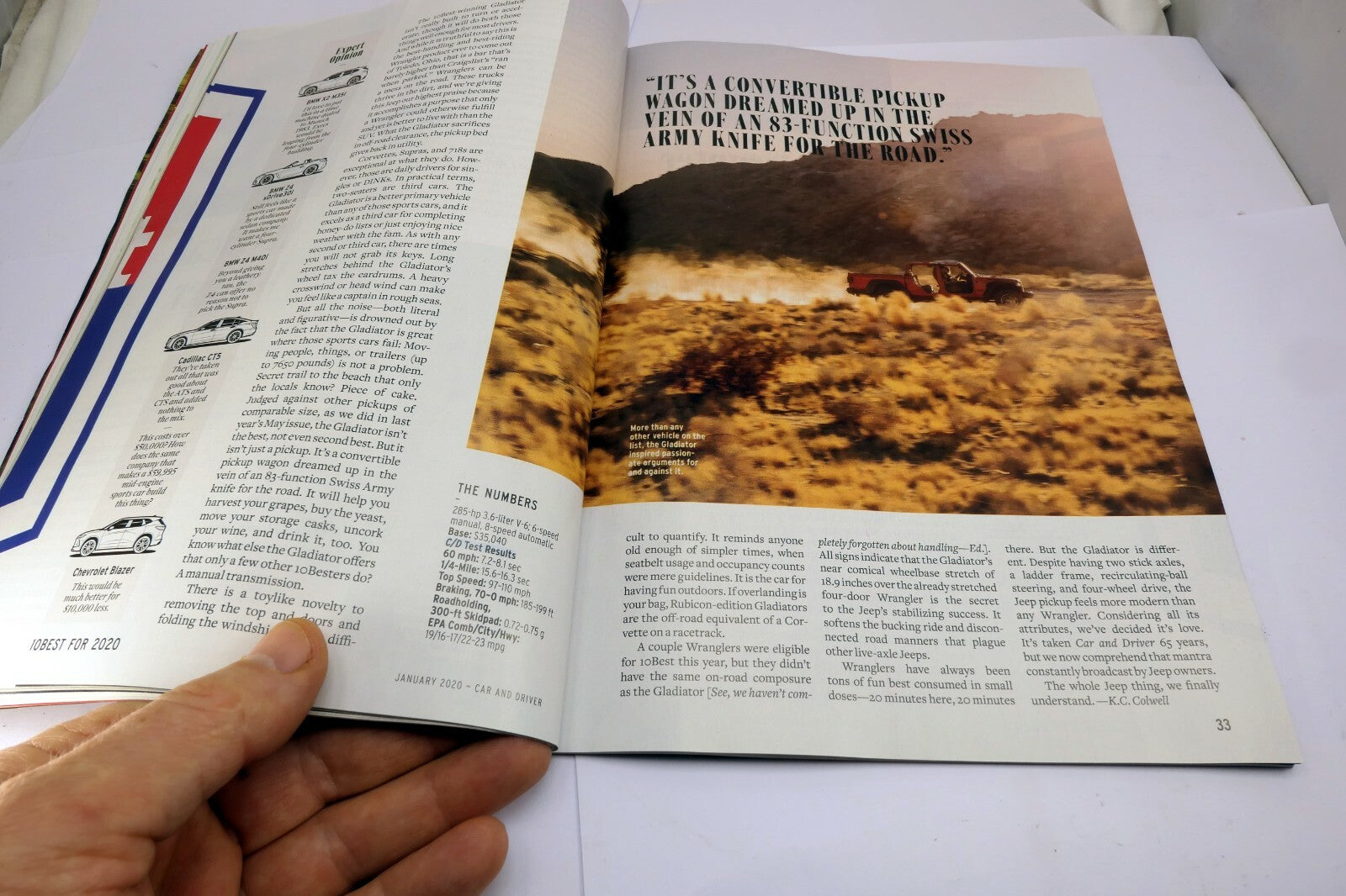 Car and Driver January 2020 magazine 10-Best Vehicles of the Year Jeep Corvette