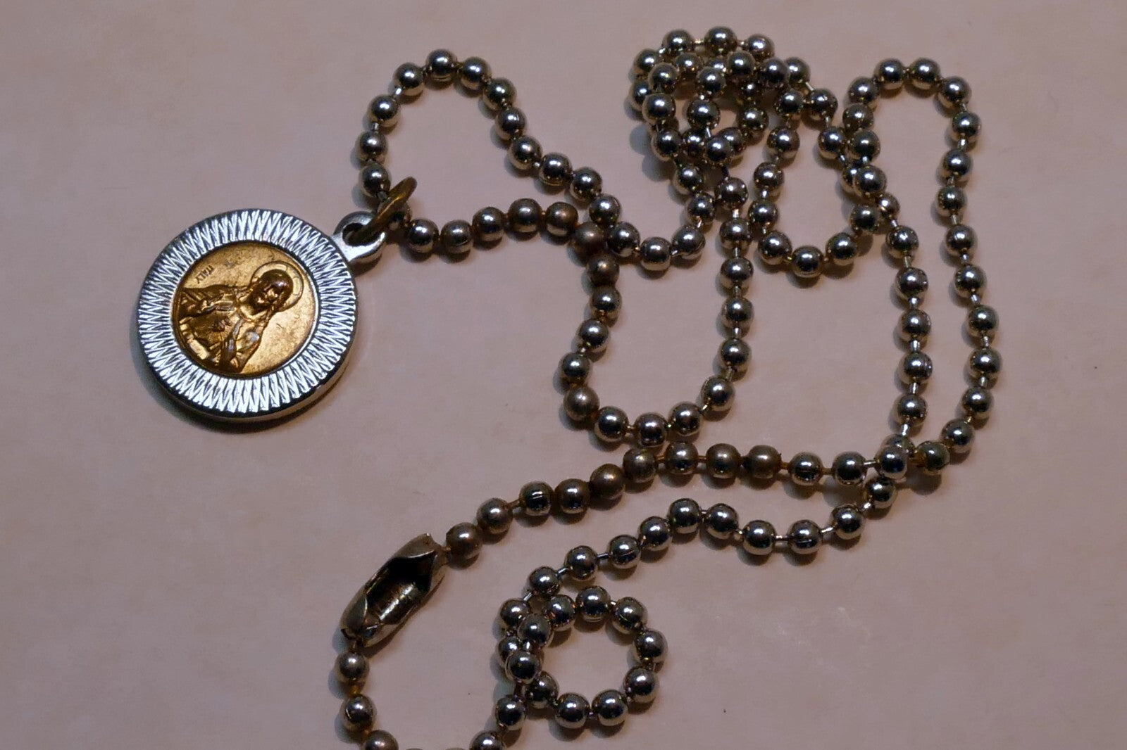 Sacred Heart Jesus w/ Mary Pendant Charm metal vintage ITALY Catholic