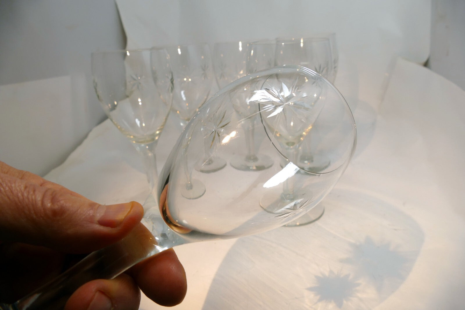 Tiffin-Franciscan Six Point Star Wine Glass Goblet  718403 set of 6 lot twinkle