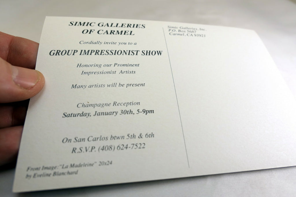 Simic Galleries Invitation Card Postcard 1970's Carmel California USA
