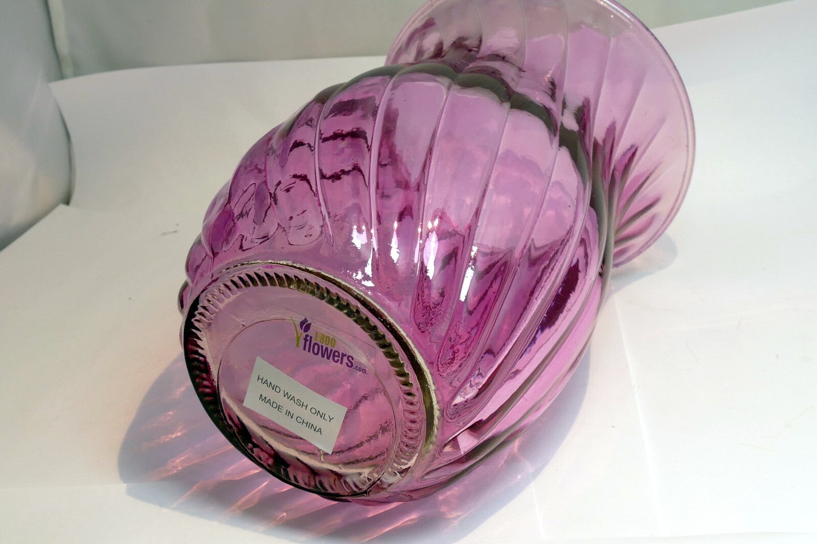 Pink Ribbed Vase Glass 8" high Valentines day 1 800 Flowers