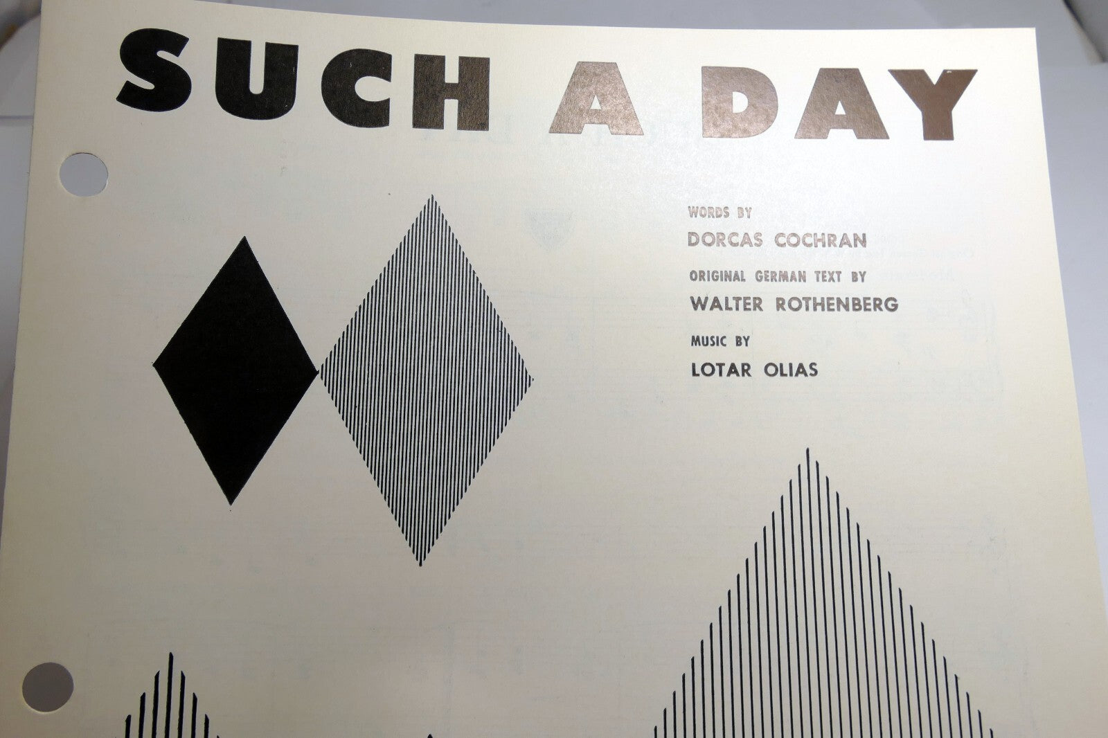Such a day cochran rothenberg by lotar olias sheet music 1955