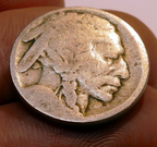 Buffalo nickel....five cents......indian head one coin   poor condition