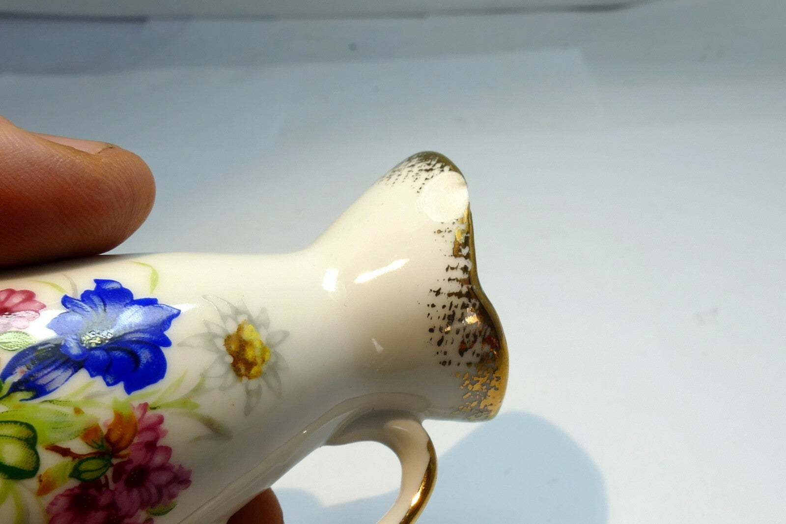 Individual Creamer Cream Pitcher Cottier Freres Purple / Pink Flowers