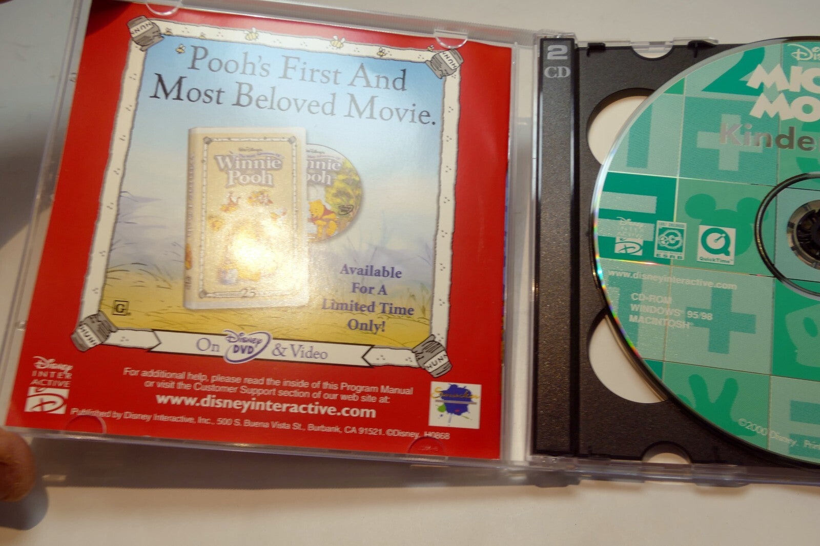 Disney LEARNING Ages 4-6 Kindergarten Deluxe 2 Disc CD-ROM SET Interactive 2000