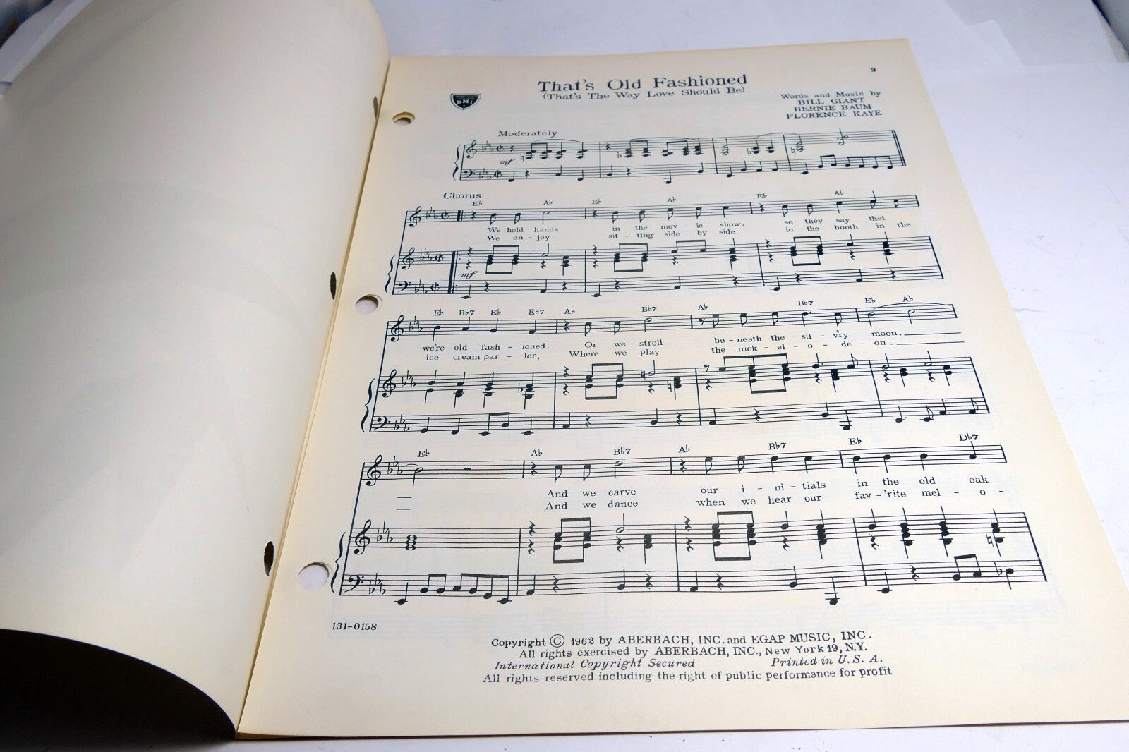 That's Old Fashioned Giant Baum Florence Kaye  1962  Sheet Music