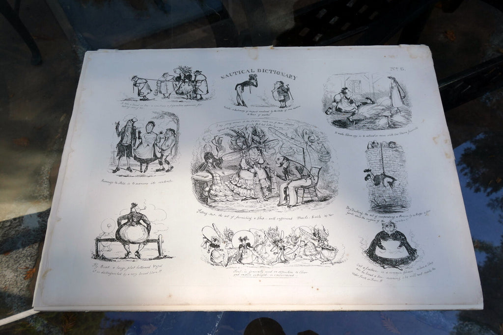 NAUTICAL DICTIONARY No 6 HENRY HEATH CARICATURE PRINT  1840 Victorian