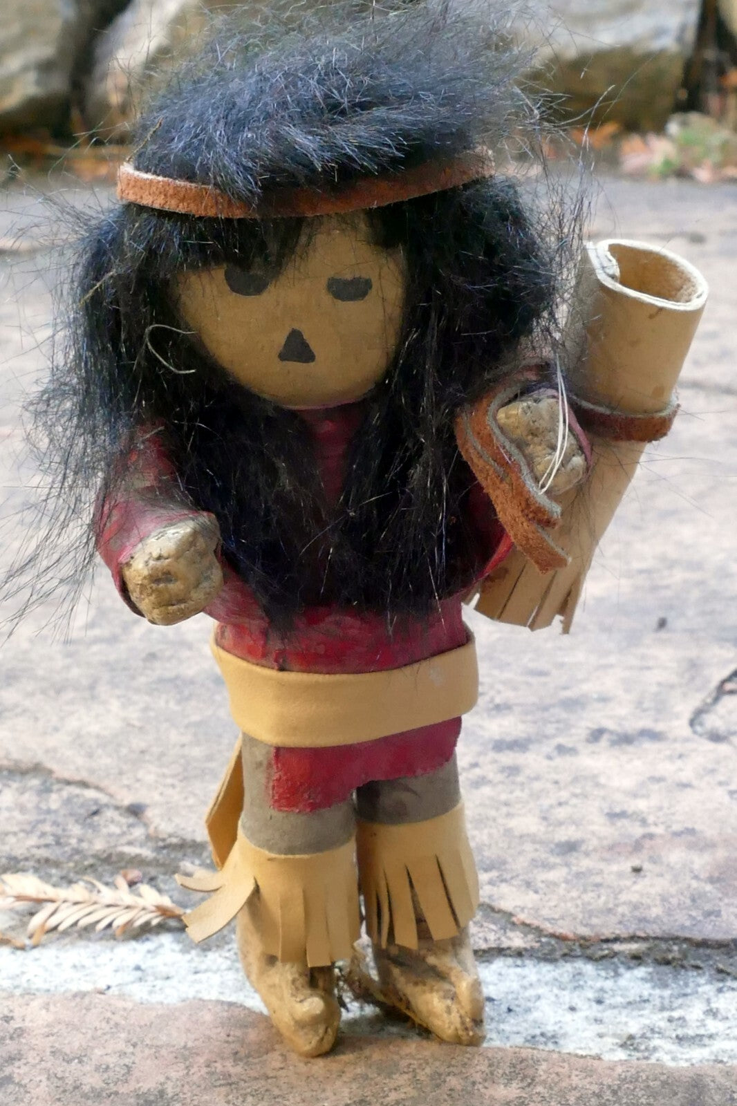 Vintage Native American Doll 6.5" tall missing wooden base