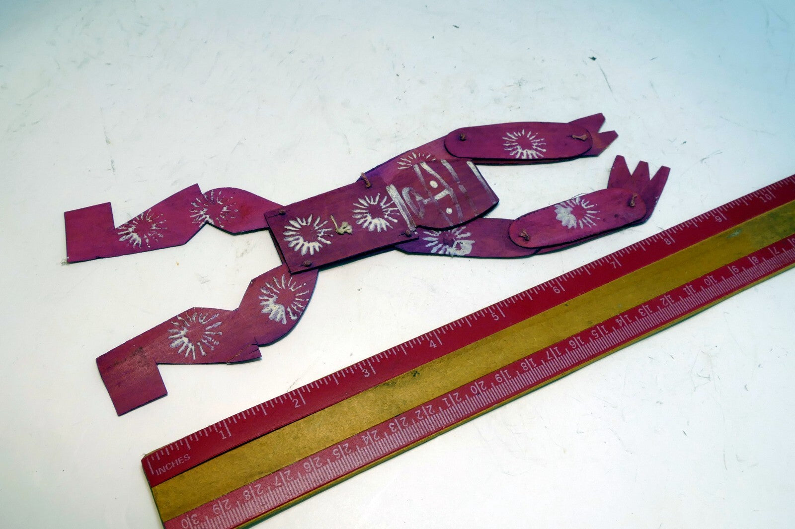 Primitive Hand Carved Painted Hinge Puppet Toy Man Made in India