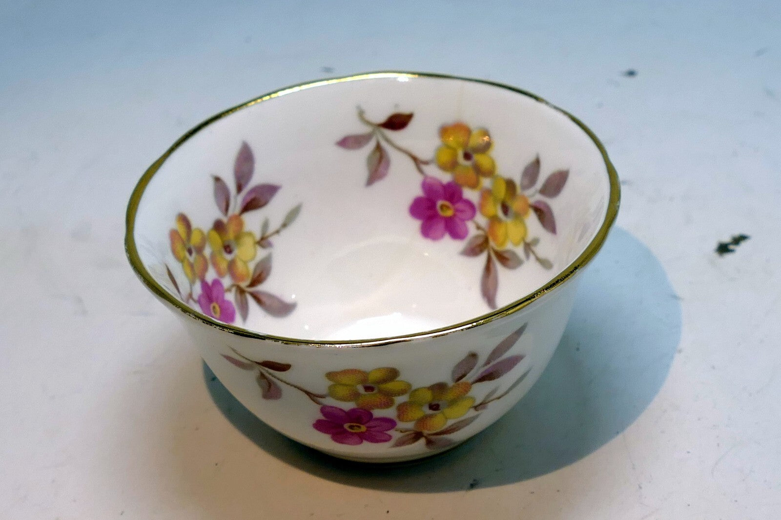 REGENCY ENGLISH BONE CHINA SUGAR BOWL Yellow and Pink