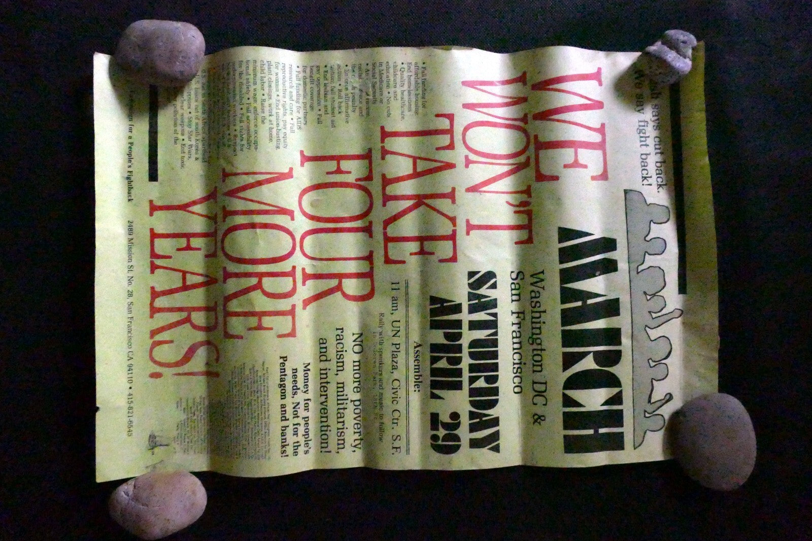 March Assembly for Peace Poster, San Francisco USA G W Bush fight 1993