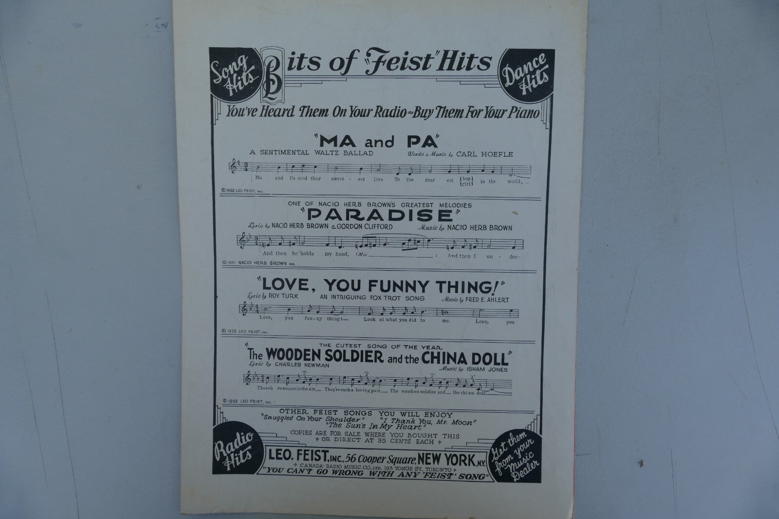 Love, You Funny Thing 1932 by Fred E. Ahlert and Roy Turk, Leo Feist Inc.