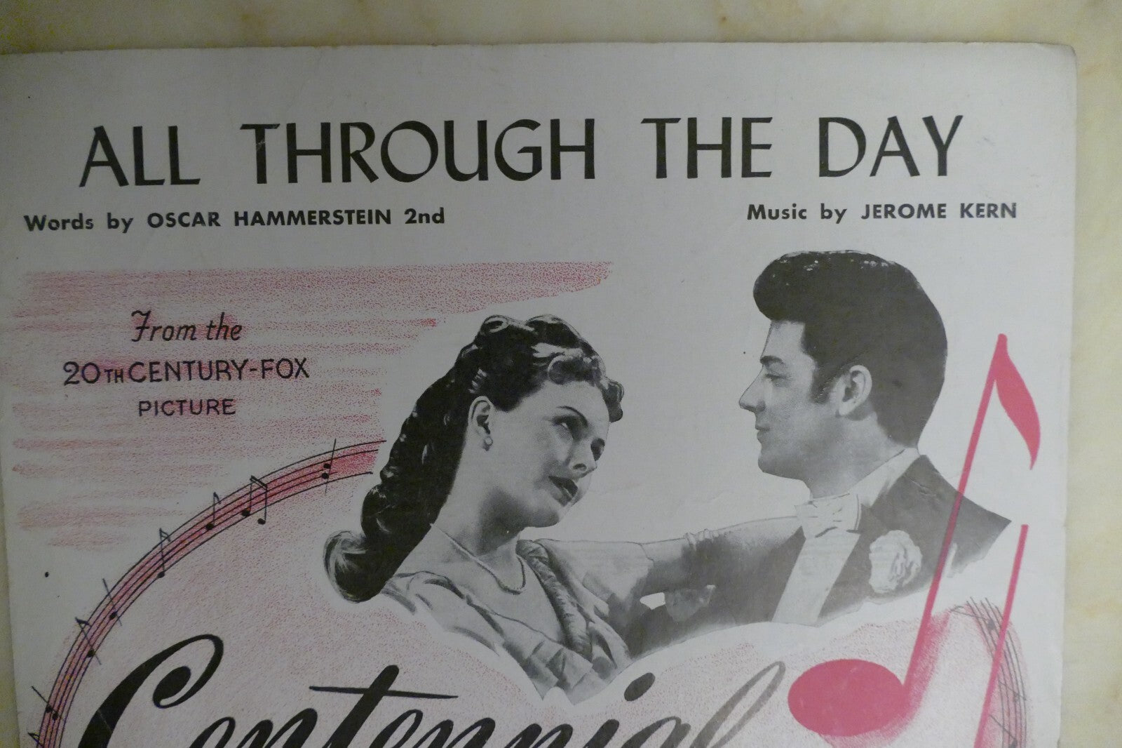 All through the day sheet music 1946 by jerome kern from "centennial summer" musical