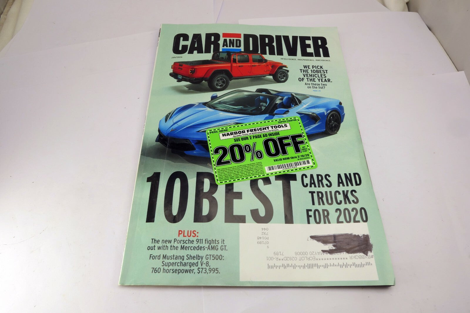 Car and Driver January 2020 magazine 10-Best Vehicles of the Year Jeep Corvette