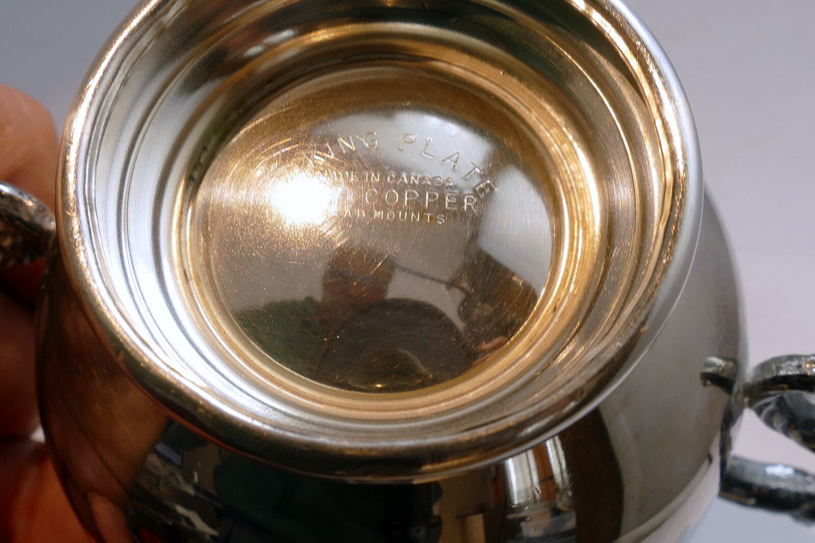 VIKING SILVER  PLATE E P COPPER SUGAR BOWL made in Canada  Lead Mounts for Tea
