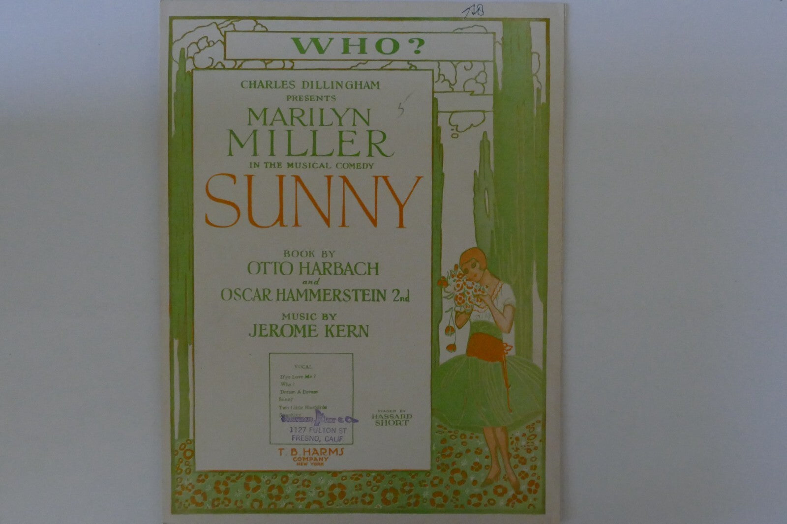 Who?, sheet music 1925, from "sunny", by otto harbach, oscar hammerstein 2nd and jerome kern