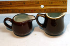 German Schonwald Miniature 4cm tall brown Milk Creamer Pitcher Set Of two