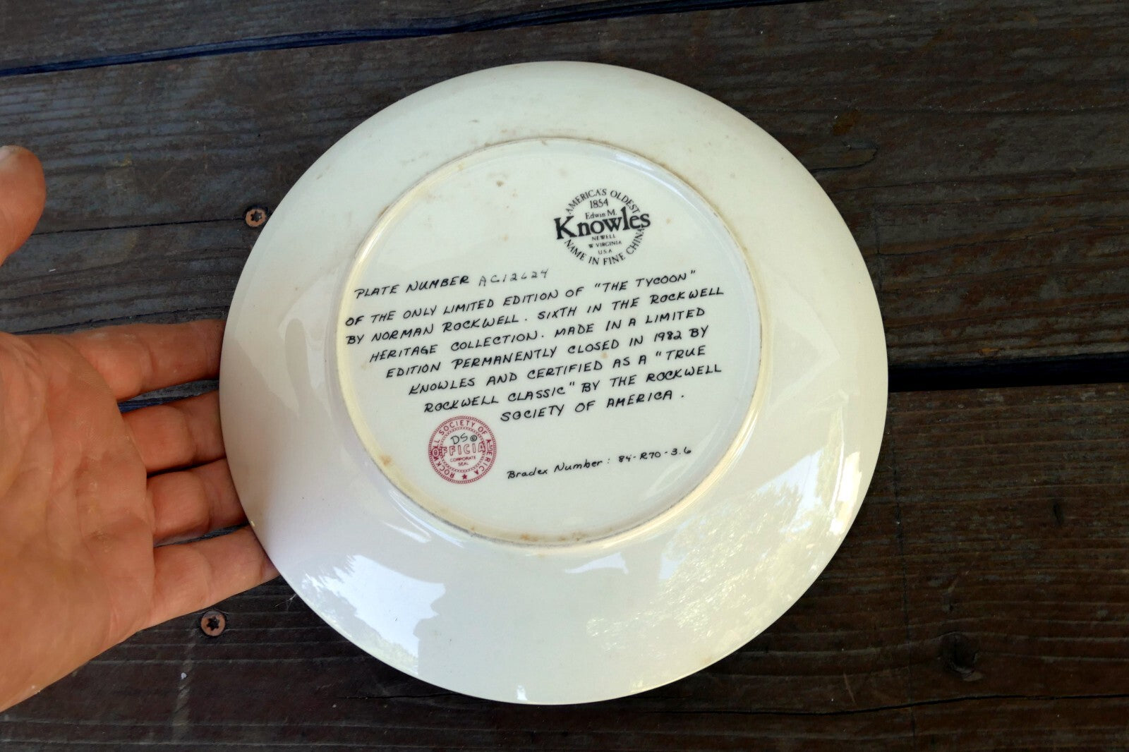 NORMAN ROCKWELL "The Tycoon" Plate 1982 84-R70-3.6 Limited Edition