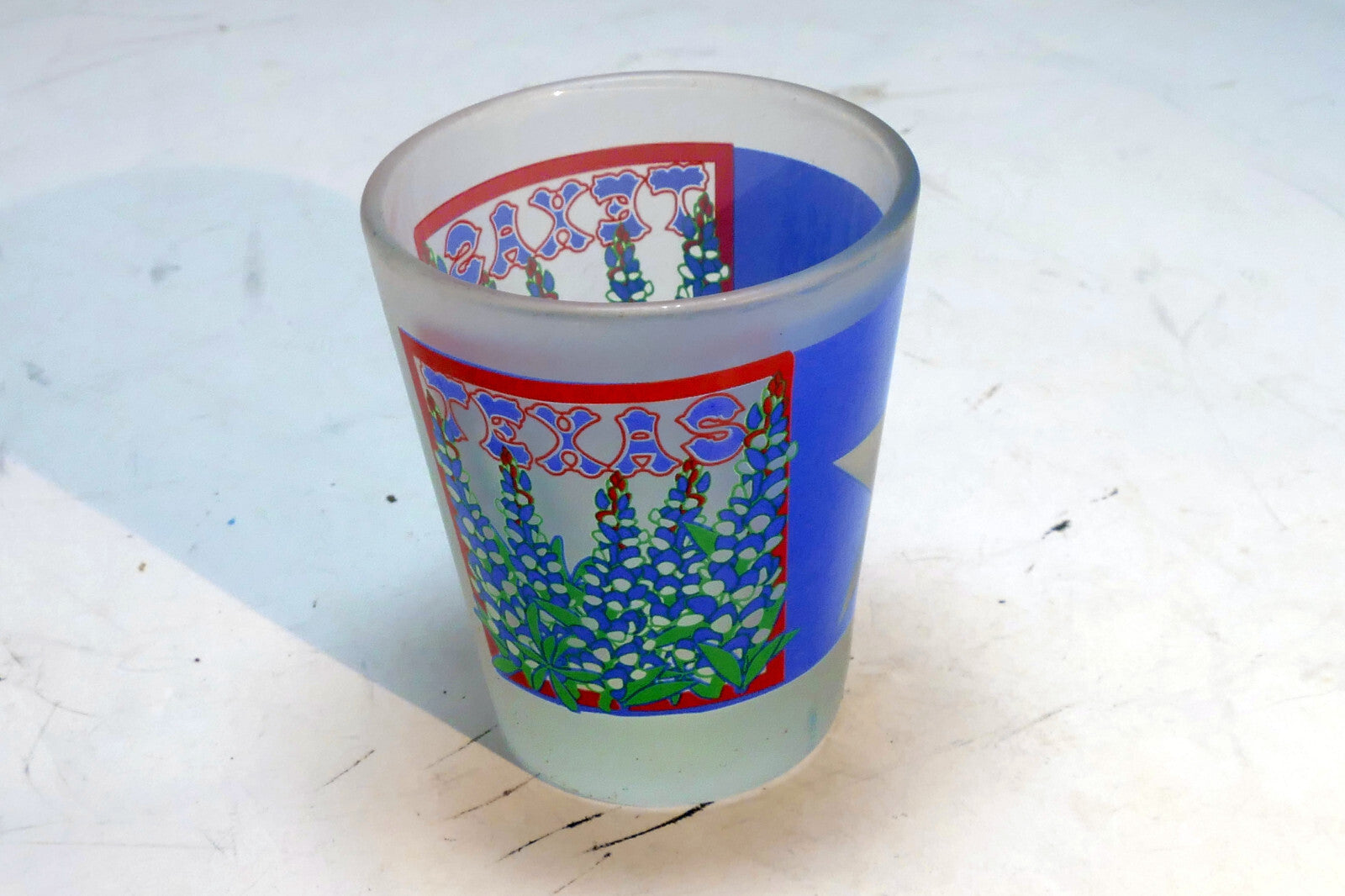 TEAXS Lone Star State  USA Shot Glass Souvenir blue red green