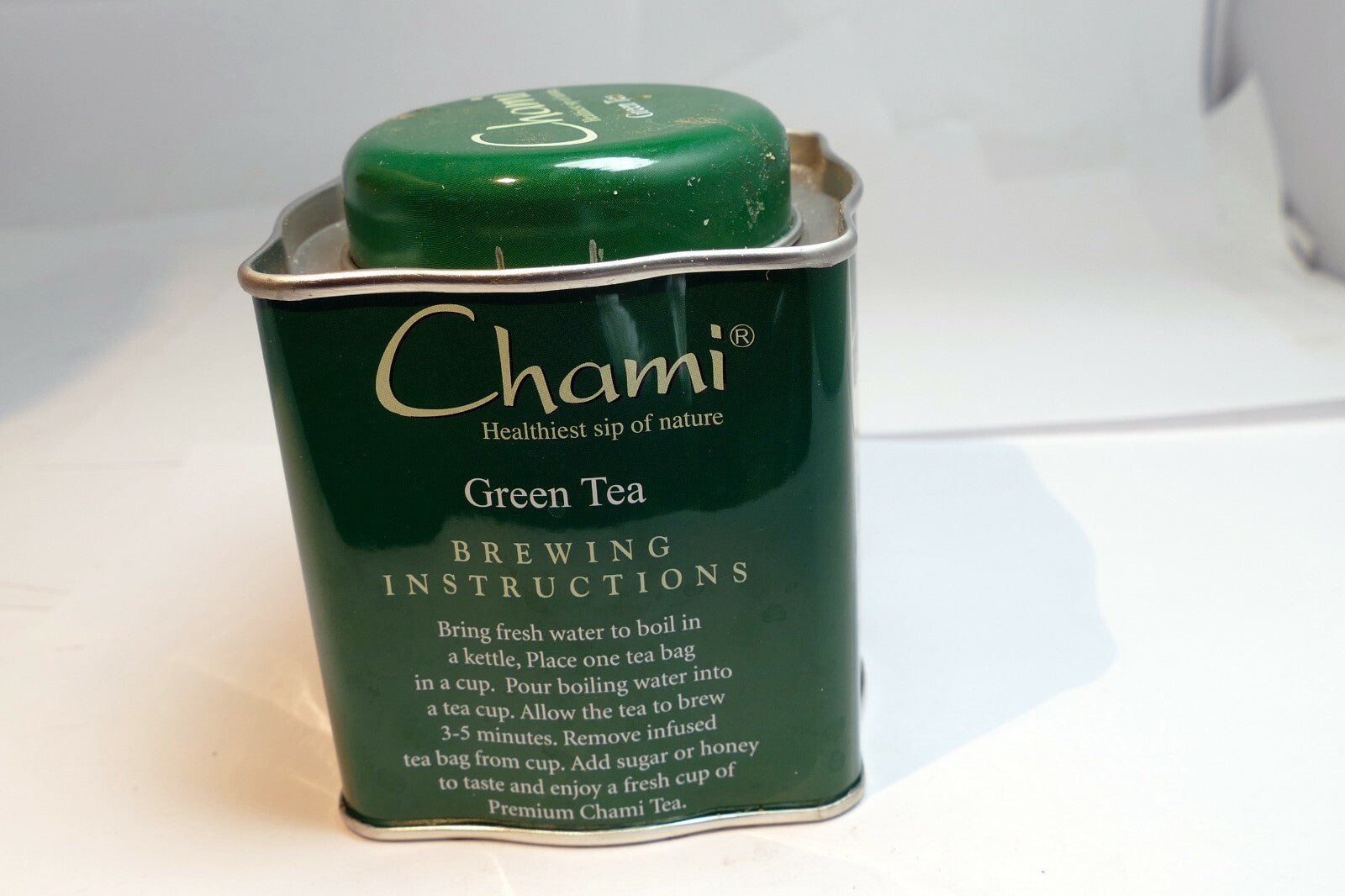 Empty Tin Box Tea can Chami Green tea  3X3X3" 