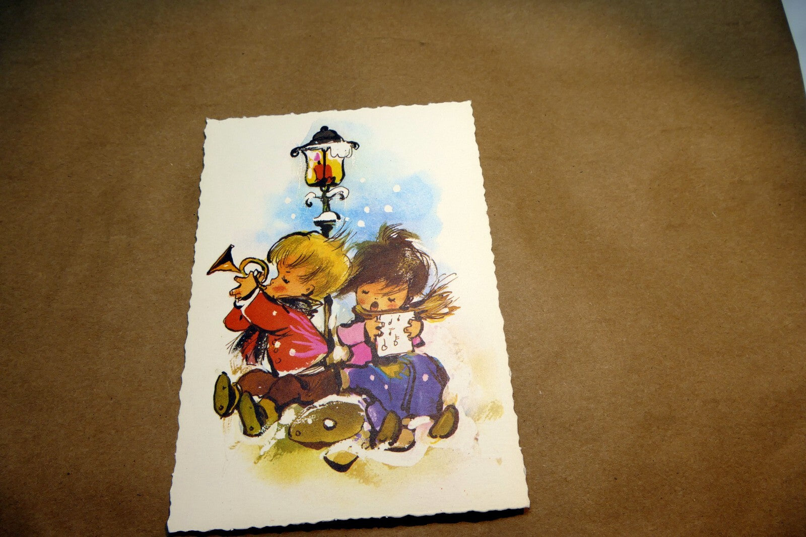 Adolf KORSCH VERLAG Postcard Munchen Two Boys playing music - Unposted Art