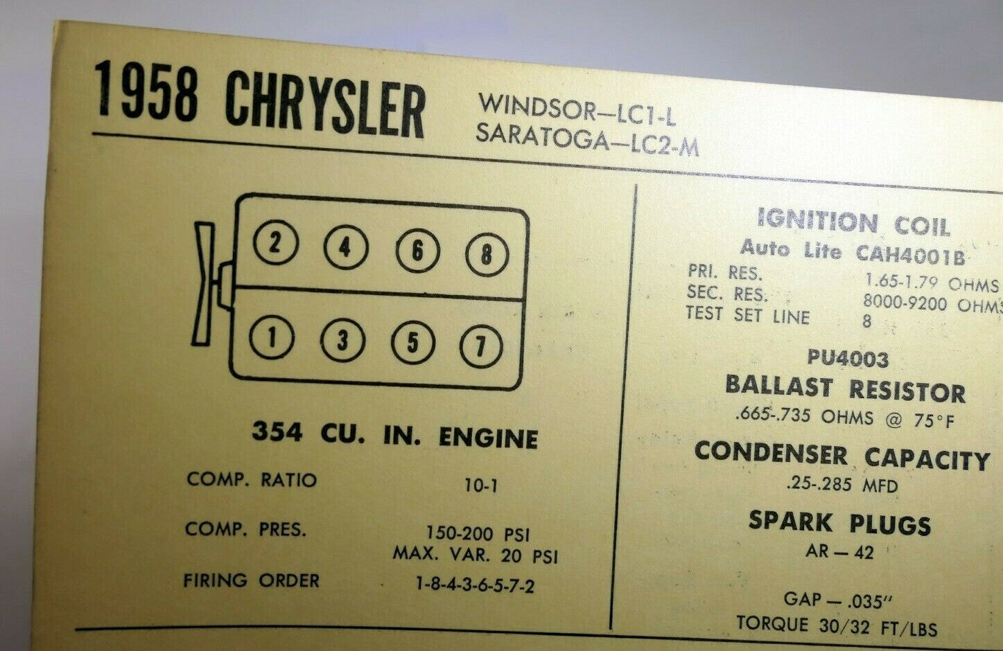 1958 chrysler windstar lc1 l saratoga lc2 m sun electric car specs sheet chart