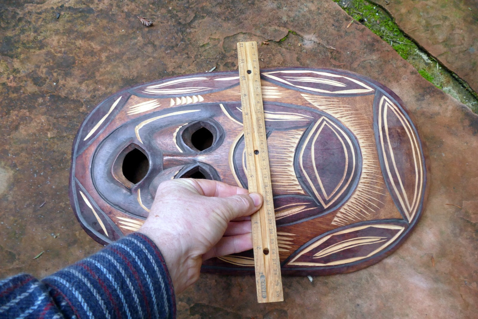 African Tribal Mask Hand Carved 18" Tall multi-tone Makonde Initiation large