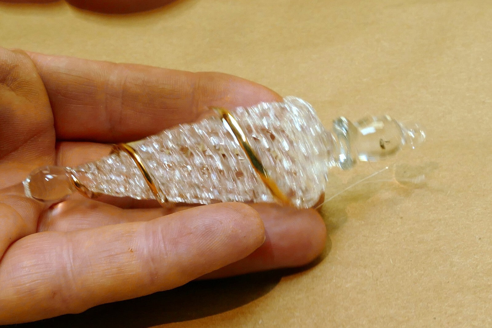 Christmas  Silvestri crystal icicle glass gold  4.5" hanging ornament