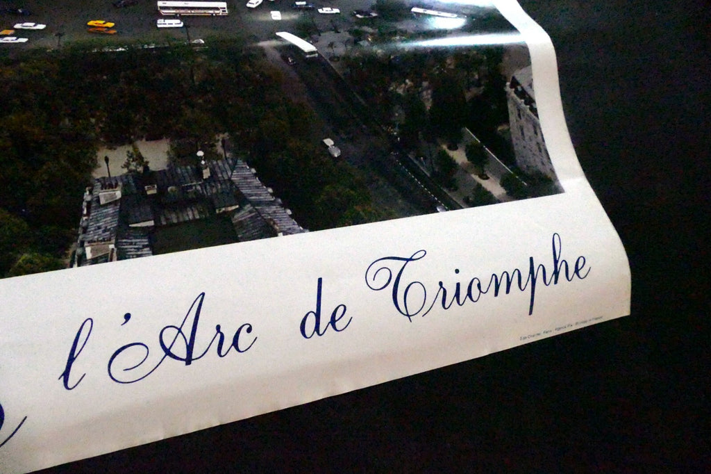 Paris France Arc de Triomphe Poster Print Aerial View Photo 1970's 21X28"