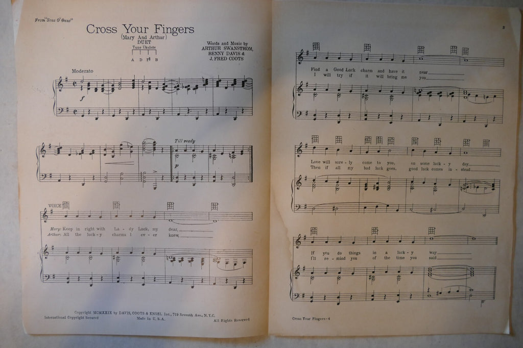 Cross Your Fingers 1929, Sons O' Guns, Arthur Swanstrom, Benny Davis, Fred Coots